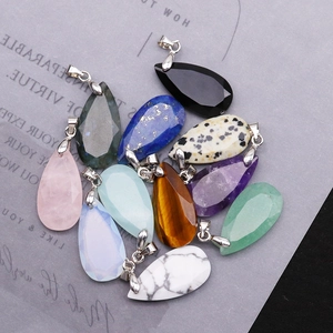Polished teardrop natural stone pendants in tiger eye and onyx for DIY jewelry making