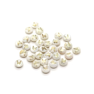 Natural freshwater shell beads with golden butterfly print for DIY jewelry making