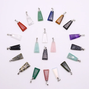Trapezoid natural stone pendants set including tiger eye and malachite for DIY jewelry