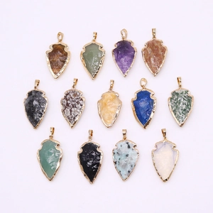 Pijlpunt hanger set van natuursteen met vergulde rand voor DIY ketting sieraden