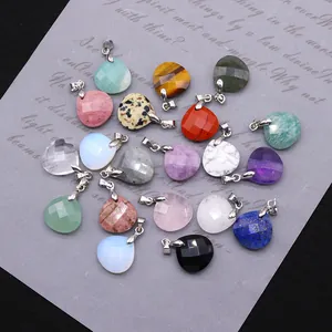 Faceted heart and teardrop gemstone pendants in various natural stones with silver bails