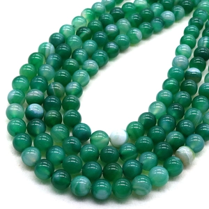 Polished natural green striped agate round beads for DIY jewelry and necklaces