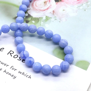 Natural blue lace agate round beads for DIY jewelry with elegant stone texture