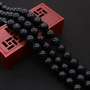 Natural Stone Black Agate Polished Round Beads DIY Necklace Bracelet Jewelry Making Parts Accessory Loose Beads For Unisex
