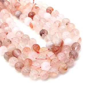 Gepolijste ronde rode kwarts kralen voor DIY sieraden maken en ketting knutselen
