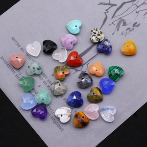 Faceted heart-shaped natural stone pendants with top drill holes for DIY jewelry making
