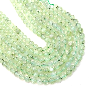 Polished light green prehnite round gemstone beads for DIY necklaces and bracelets
