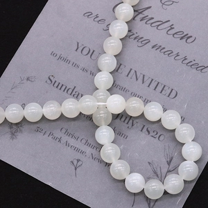 Perle rotonde di pietra di luna bianca lucida per la creazione di collane e bracciali DIY
