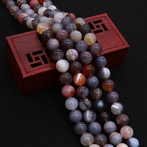 Natural Stone Persian Gulf Agate Round Loose Beads Striped Polished Strand For DIY Jewelry Making Necklace Accessories