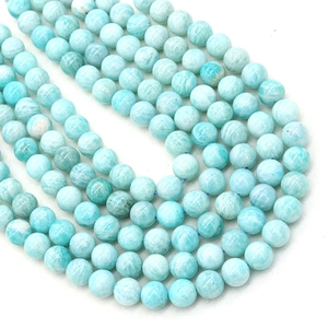 Strands of natural amazonite round beads in light blue for DIY jewelry making