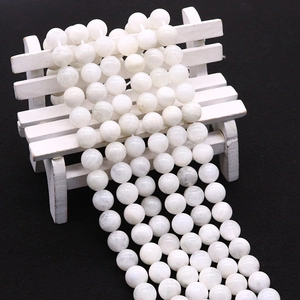 Polished natural white moonstone round loose beads for DIY necklace and bracelet jewelry