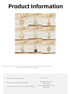 Detail of nine assorted gold heart and clover pendants made of eco-friendly copper