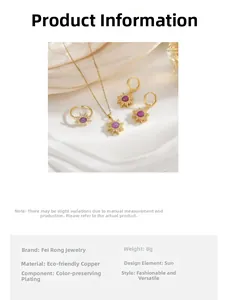 Detalle de conjunto de joyas de sol con opalo violeta y circones en bandeja blanca