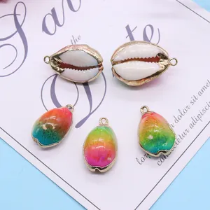 Natuurlijke schelpen hangers met vergulde randen voor DIY sieraden maken set