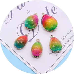 Vijf stuks regenboog schelphangers met goudlaagje voor het maken van DIY-sieraden