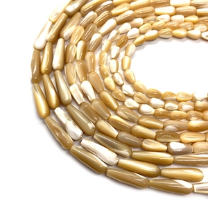 Natürliche Muschelperlen in Tropfenform in Champagnergold für DIY Schmuckherstellung