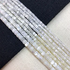 Natural white mother of pearl cylindrical beads for DIY necklace jewelry making