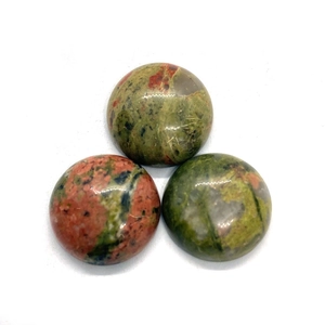 Polished round unakite stones set for DIY jewelry making and energy stone decor