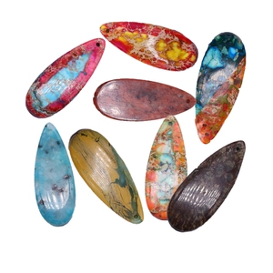 Natural Stone Teardrop Pendant Polished Waterdrop Shape Marble Texture DIY Jewelry Making Accessory For Necklace Crafting Women Men