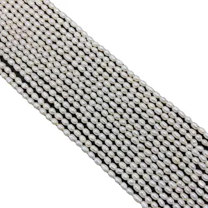 Natural AA grade white rice-shaped freshwater pearls 4-5mm for DIY jewelry making
