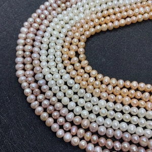 Natural 4-6mm freshwater pearls in white, pink, and purple for DIY necklaces