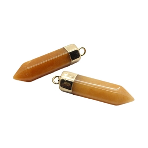 Natuurlijke oranje zeshoekige stenen hanger met gouden sluiting voor het maken van sieraden