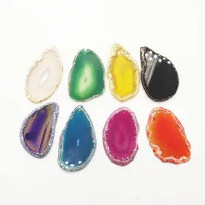 Set di 8 ciondoli in fette di agata naturale colorata per la creazione di gioielli DIY