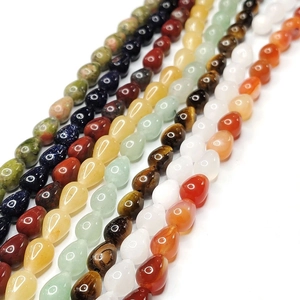 Polished teardrop natural stone beads in various colors for DIY jewelry making