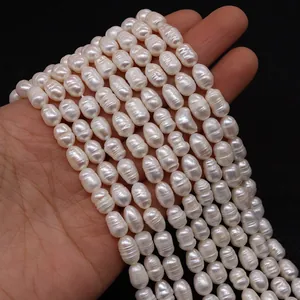 Natural white freshwater baroque pearls in oval shape for DIY jewelry making and beading