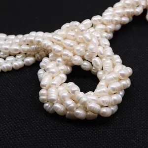 Natural freshwater rice pearls in creamy white for DIY jewelry making and necklace design
