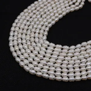 Strands of white Baroque freshwater pearls with high luster for DIY jewelry making