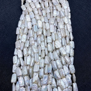 Süßwasserperles de Süßwasserperles Baroques d'eau Douce Naturelles Rectangle Fil de Süßwasserperles Mobiles Blanc Irisé pour Création de Bijoux de Mariage DIY Femme