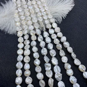 Perles baroques d'eau douce irrégulières 9-10mm en blanc crème pour bijoux DIY
