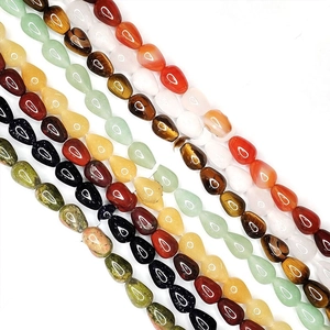 Natural Stone Teardrop Beads For Jewelry Making Watermelon Crystal Agate Tiger Eye Quartz Beads DIY Accessories Strand