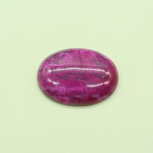 Polished oval fuchsia natural stone with dark stripe patterns for DIY jewelry