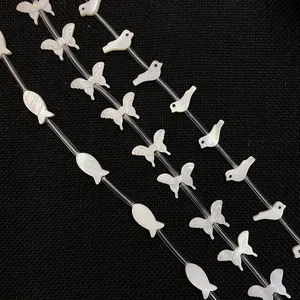 Perline di conchiglia naturale a forma di farfalla uccello e pesce per gioielli DIY
