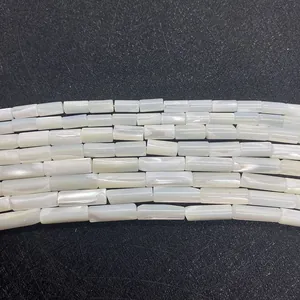 Natural white mother of pearl cylindrical tube beads for DIY bracelet jewelry making