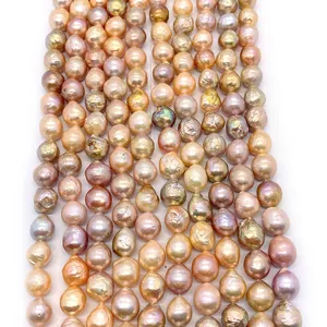 Perle d'acqua dolce naturali 9-10mm in forma barocca con alta lucentezza per gioielli