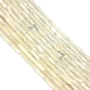 Natural Shell Cylinder Tube Beads Iridescent Mother Of Artificial Pearl Straight Hole Spacer Beads For DIY Jewelry Making Necklace Bracelet Accessory