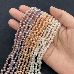 Natural freshwater pearl strands in white pink and purple colors for jewelry making