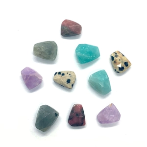 Assorted natural semi-precious gemstones in irregular trapezoid cuts for DIY jewelry making