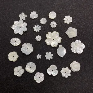 Natural Mother Of Pearl Shell Carved Flower Beads White Floral Leaf Shaped Loose Spacer Beads For DIY Jewelry Making Accessories