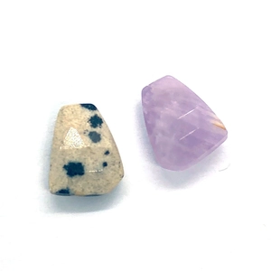 Faceted natural Amazonite and spotted jasper trapezoid stones for DIY jewelry making