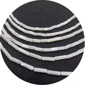 Natural white mother of pearl tube beads for DIY necklace jewelry making in various sizes