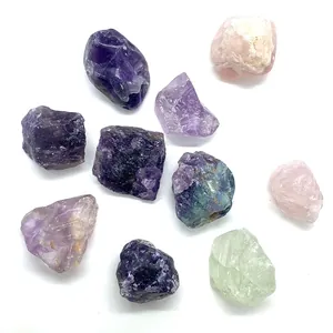 Lot de pierres naturelles améthyste et quartz rose irrégulières pour la création de bijoux