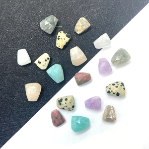 Polished trapezoid natural gemstone beads including amethyst and amazonite for DIY jewelry