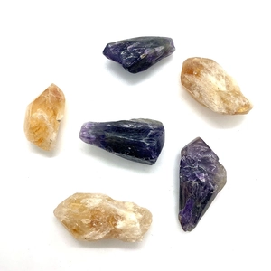Pierres naturelles irrégulières améthyste et citrine pour création bijoux