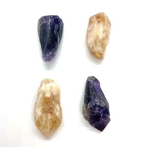 Pierres brutes d'améthyste et citrine naturelle, lot de 4 pour création de collier