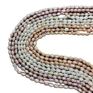 Natural 5-6mm freshwater baroque pearl strands in white pink and purple colors