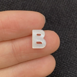Natural white mother of pearl shell letter B charm bead for DIY necklace making